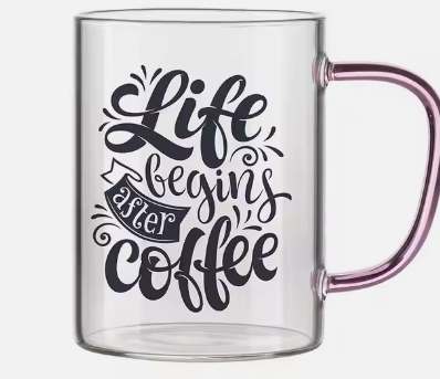 Sublimation Clear 12oz Coffee Mugs with Color Handles